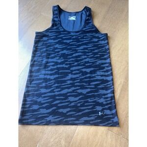 Under Armour Black Gray Camo Long Tank Top Women's XL Fitted